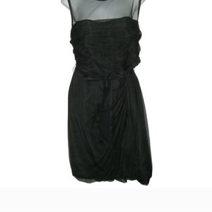 Vera Wang White Dress Black Tulle Party Cocktail Wedding Plus Mesh LBD Coquette